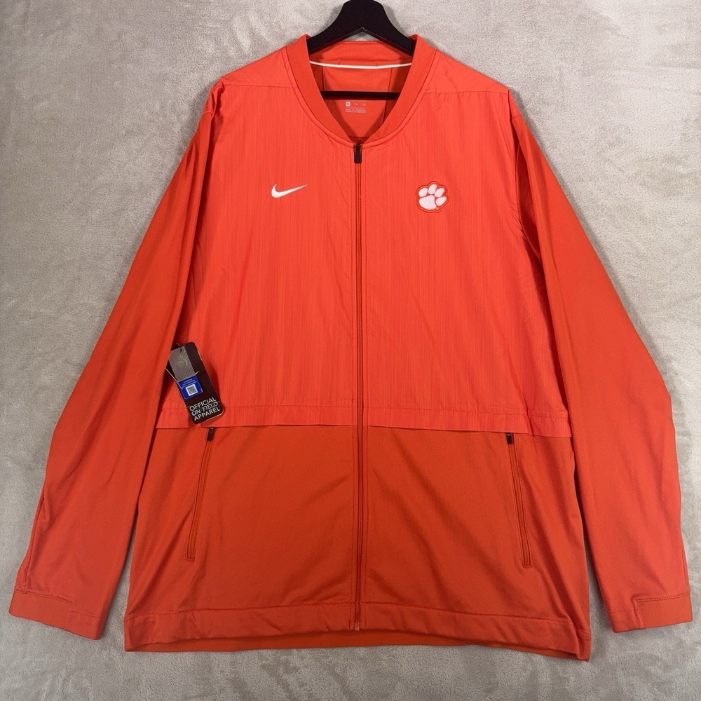 Nike Clemson‎ Tigers Sideline Jacket Mens XXL Orange Lightweight On Field